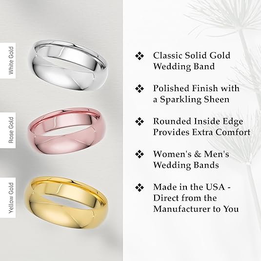 5mm Solid Gold Wedding Bands for Women or Men, 10k or 14k Gold Rings, Comfort Fit Womens and Mens Wedding Ring - Premium Collection from EWB