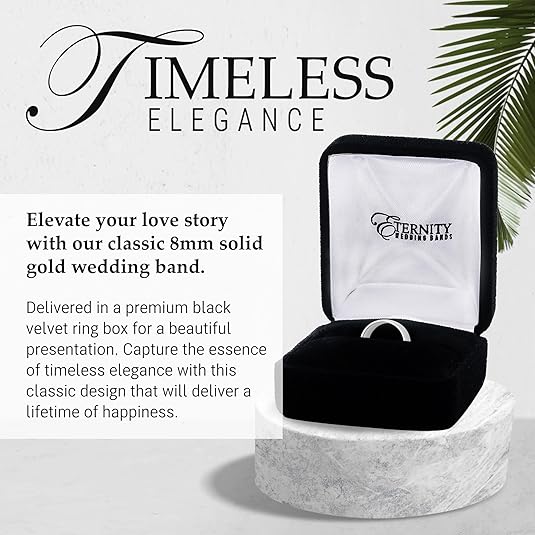 8mm Solid Gold Wedding Bands for Women or Men, 10k or 14k Gold Rings, Comfort Fit Womens and Mens Wedding Ring - Premium Collection from EWB