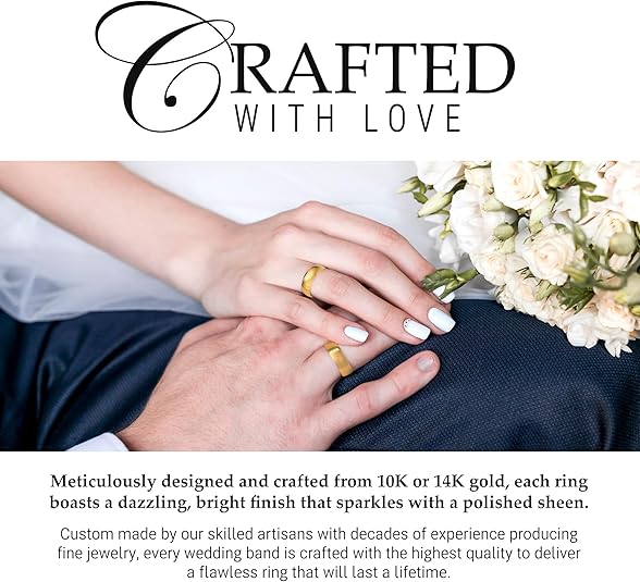 6mm Solid Gold Wedding Bands for Women or Men, 10k or 14k Gold Rings, Comfort Fit Womens and Mens Wedding Ring - Premium Collection from EWB