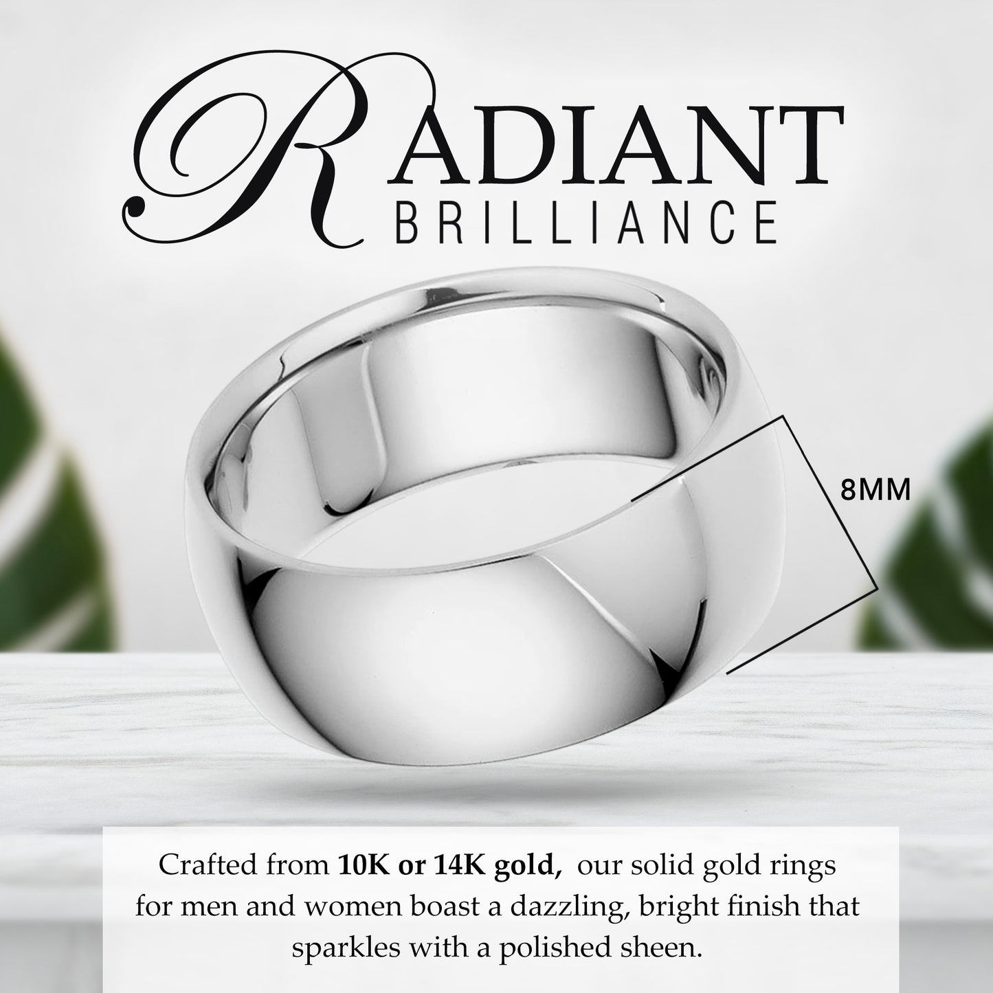 8mm Solid Gold Wedding Band