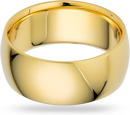 8mm Solid Gold Wedding Bands for Women or Men, 10k or 14k Gold Rings, Comfort Fit Womens and Mens Wedding Ring - Premium Collection from EWB