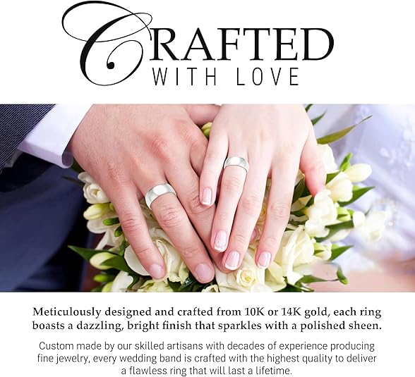 8mm Solid Gold Wedding Bands for Women or Men, 10k or 14k Gold Rings, Comfort Fit Womens and Mens Wedding Ring - Premium Collection from EWB