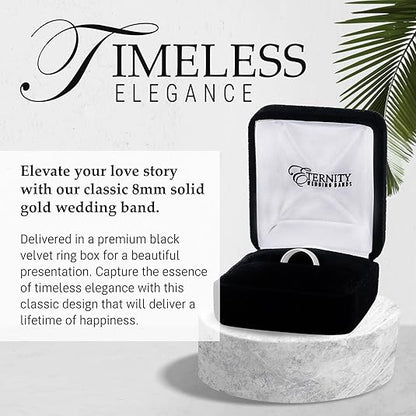 8mm Solid Gold Wedding Bands for Women or Men, 10k or 14k Gold Rings, Comfort Fit Womens and Mens Wedding Ring - Premium Collection from EWB