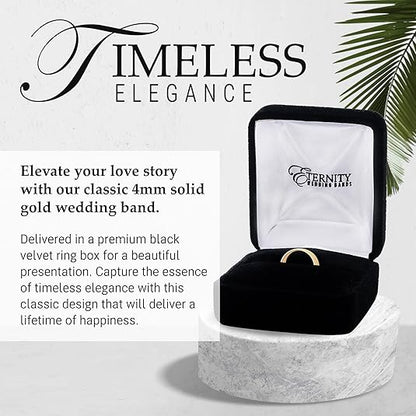 4mm Solid Gold Wedding Bands for Women or Men