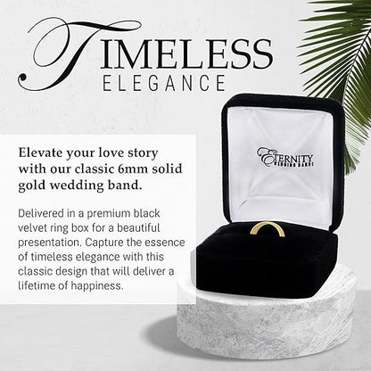 6mm Solid Gold Wedding Bands for Women or Men, 10k or 14k Gold Rings, Comfort Fit Womens and Mens Wedding Ring - Premium Collection from EWB