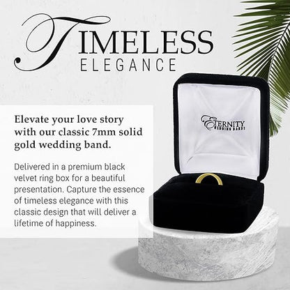 7mm Solid Gold Wedding Bands for Women or Men, 10k or 14k Gold Rings, Comfort Fit Womens and Mens Wedding Ring - Premium Collection from EWB