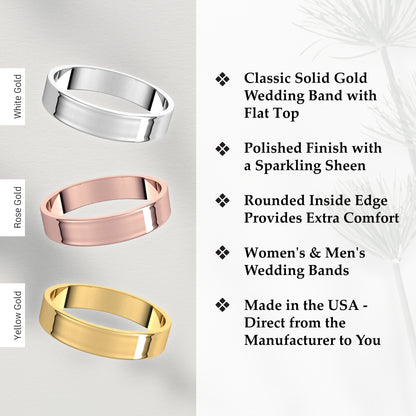 4mm Solid Gold Wedding Band